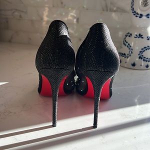 Black Mesh and Rhinestone Red Bottom Heels